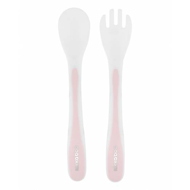 Kikka boo spoon fork set pink, , medium-null