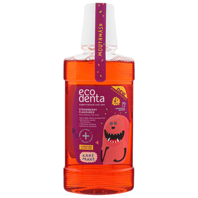 Ecodenta kake make strawberry flavoured mouthwash for kids 3y+ 250ml, , medium