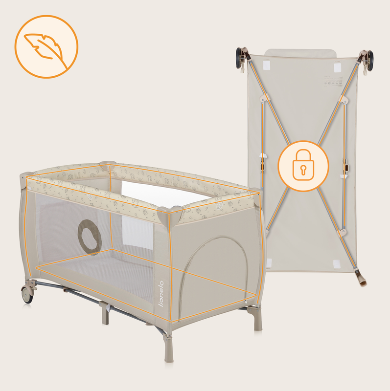 Sven plus beige latte travel cot, , medium-null