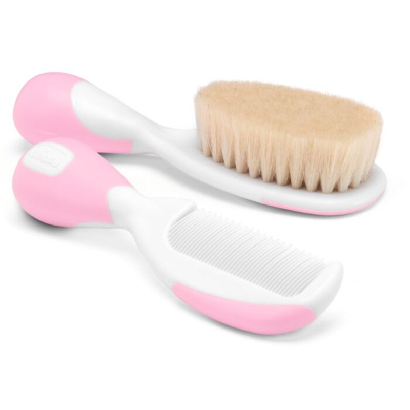 Chicco brush-comb natural hair pink 0m+, , medium-null