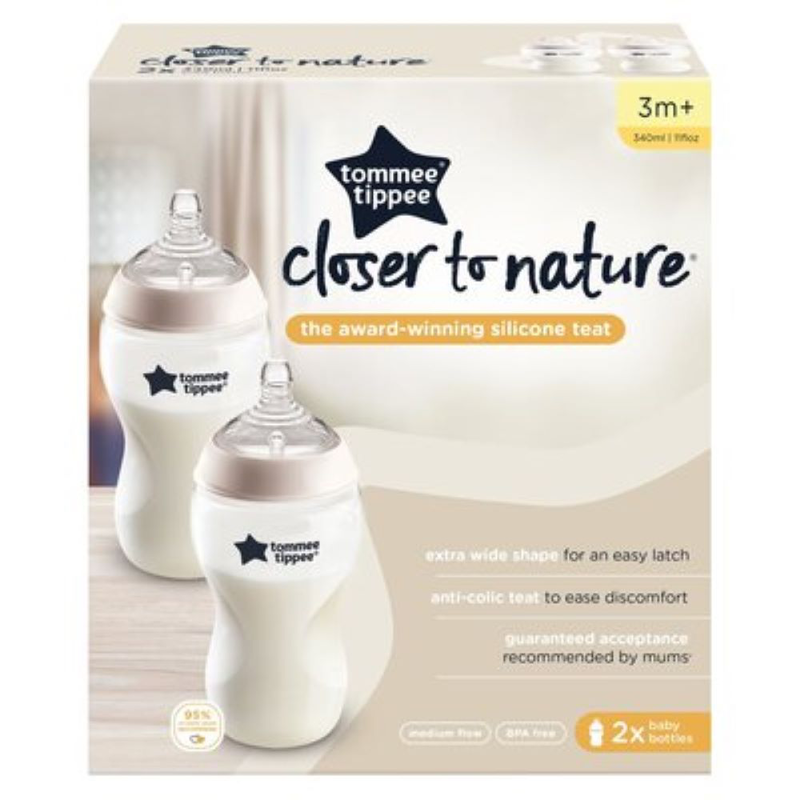 Tommee tippee closer to nature baby bottle (3m+), 2x340ml, , medium-null
