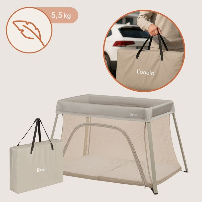 Alice beige olive travel crib 3 in 1, , medium-null
