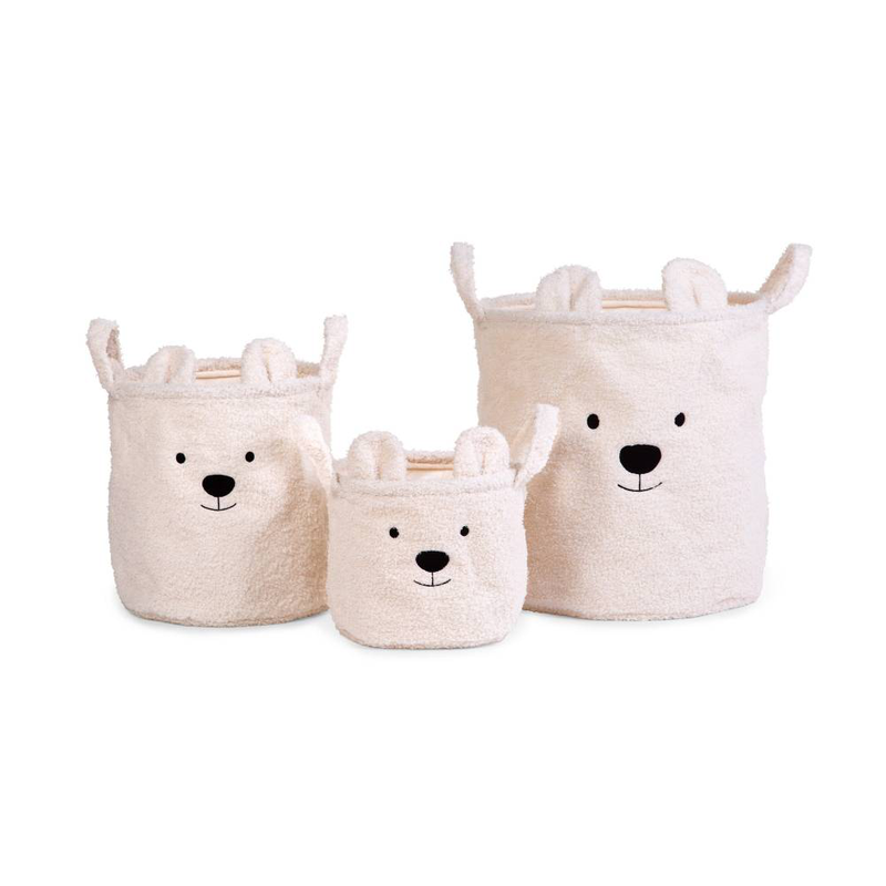 Childhome teddy baskets set of 3 - off white, , medium-null