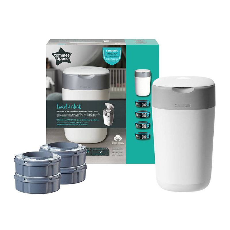 Tommee tippee nappy bin twist & click + 4 refill, , medium-null