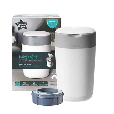 Tommee tippee nappy bin twist & click - white, , medium