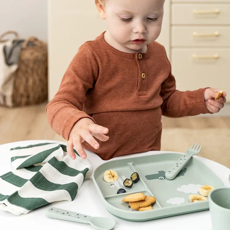 Done by deer foodie compartment plate croco - green, , medium-null