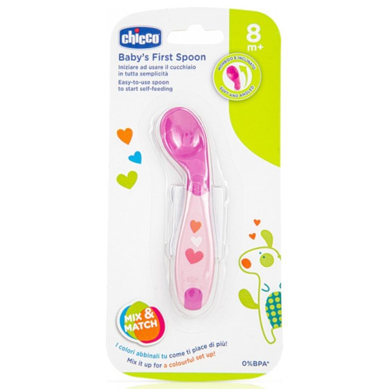 Chicco baby silicone spoon beginning pink f01-16100-10, , medium-null