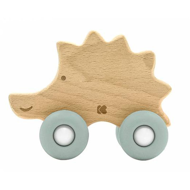 Kikka boo wooden toy with teether hedgehog mint, , medium-null