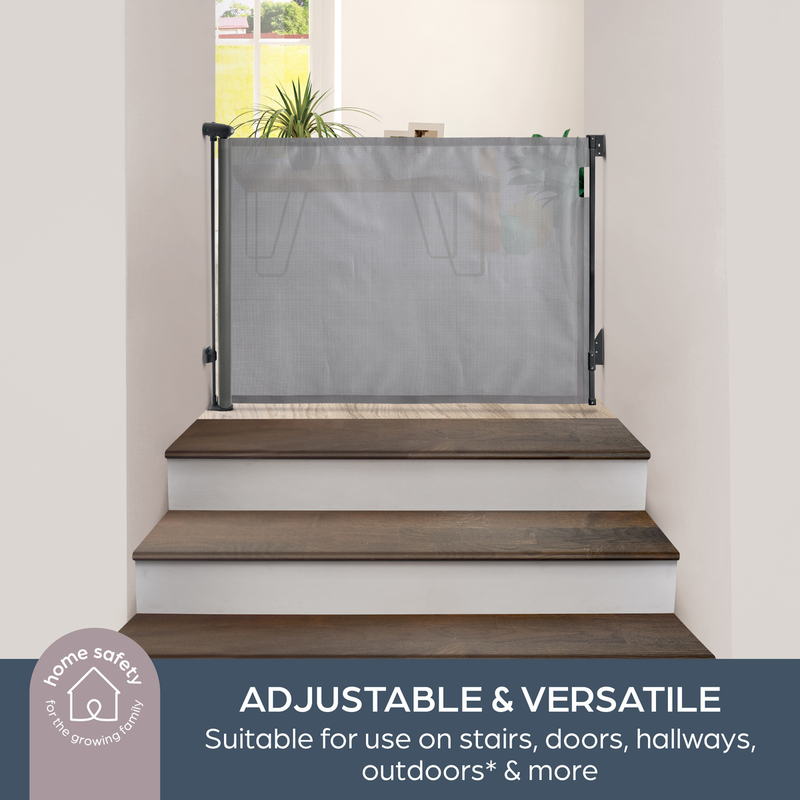 Dreambaby glide n hide retractable gate 90cm / 140cm &ndash; grey, , medium-null