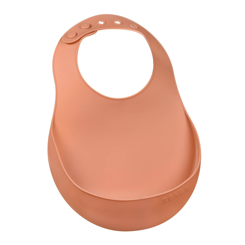 Beaba silicone bib - terracotta, , medium-null