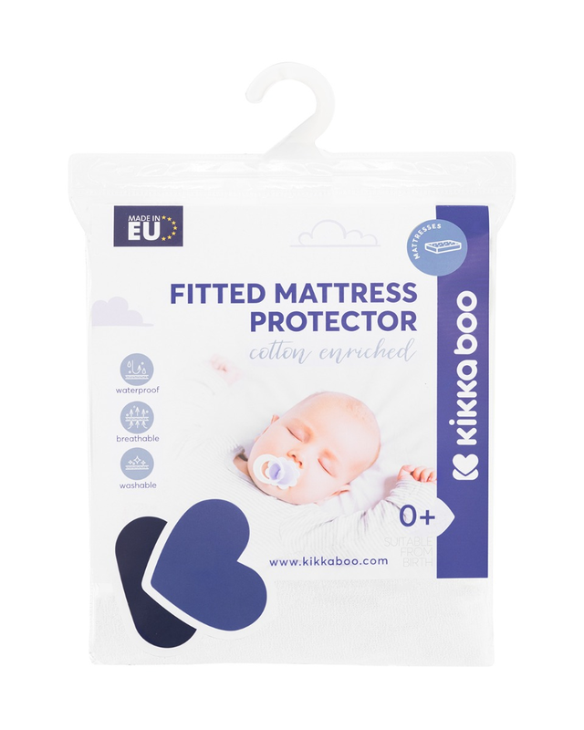 Kikka boo mattress protector fitted cotton enriched 80x50cm, , medium-null