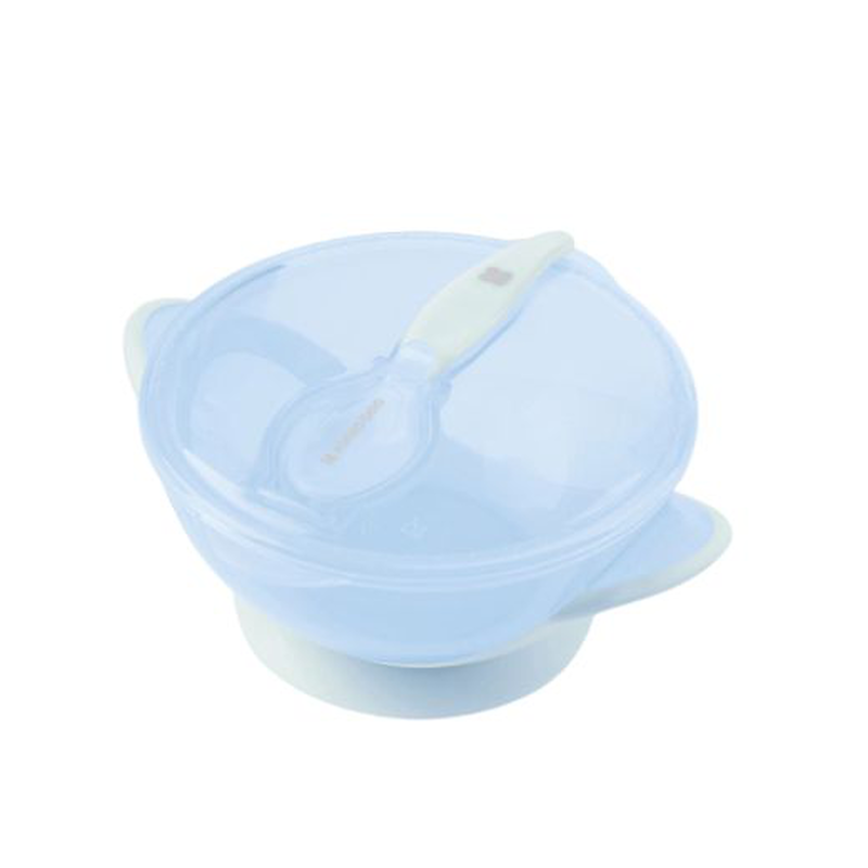 Kikka boo bowl with spoon feedy blue, , medium-null