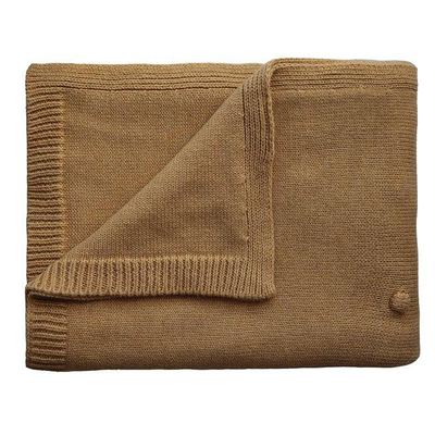 Mushie knitted baby blanket textured dots mustard melagne, , medium