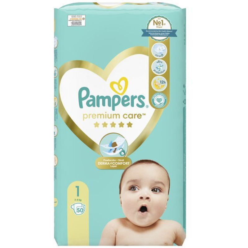 Pampers | premium care  | &pi;ά&nu;&epsilon;&sigmaf; &mu;έ&gamma;&epsilon;&theta;&omicron;&sigmaf; 1 (2kg - 5kg) |  50 &tau;&epsilon;&mu;ά&chi;&iota;&alpha;, , medium-null