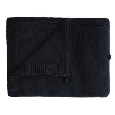 Mushie knitted baby blanket textured dots dark navy, , medium