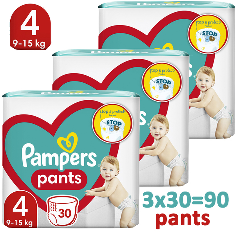 Pampers pants value pack no4 9-15kg 3 x 30 &tau;&mu;&chi;-null