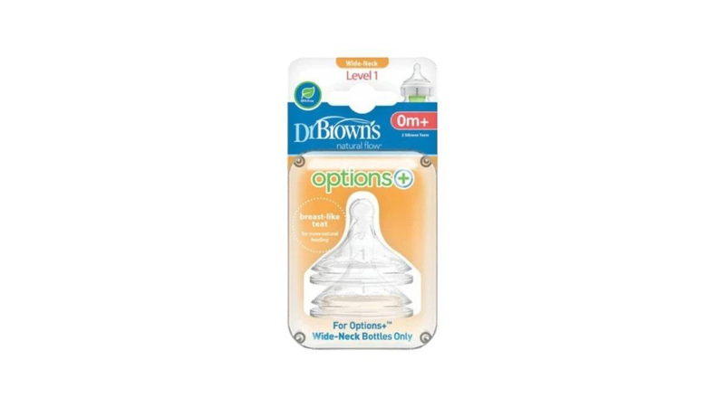 Dr. Browns wide-neck option+ level 1 nipples 2pack x 0m+, , medium-null