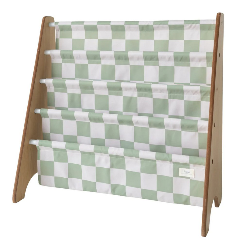 3 sprouts book rack - checkerboard green, , medium-null