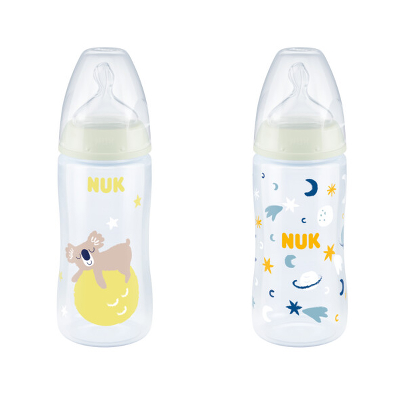 Nuk first choice plus night baby bottle with temperature control 0-6m 300ml (assorted colors & designs) 1pc koala-null