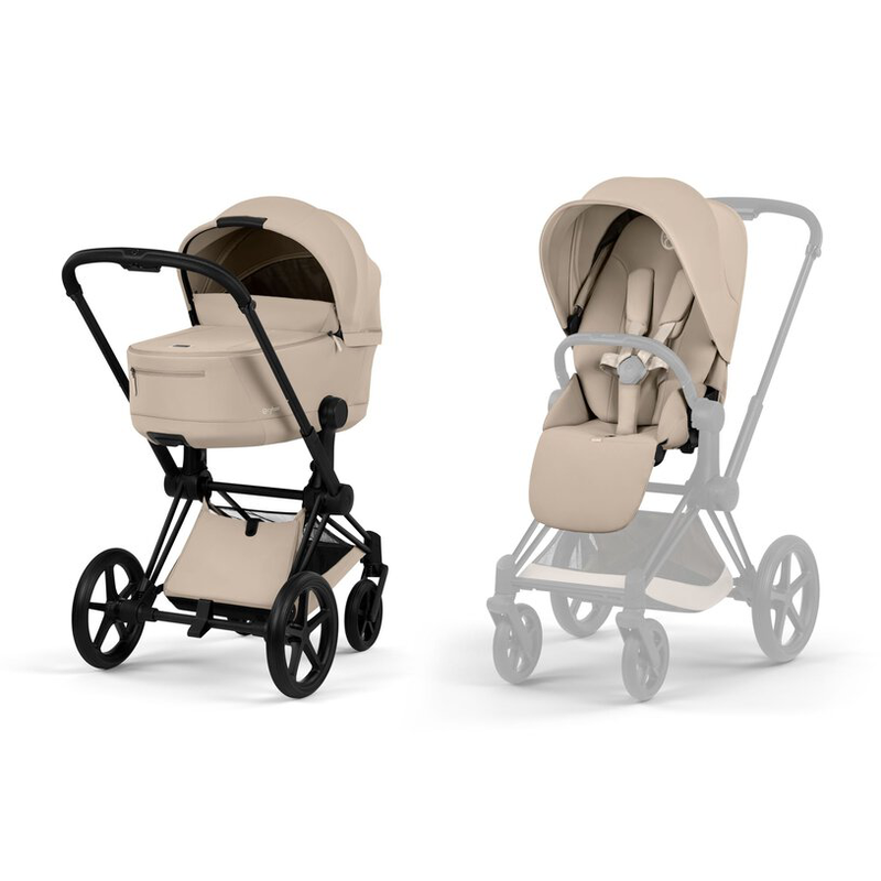 Cybex priam5 comfort + fold carrycot - matt black_cozy beige, , medium-null