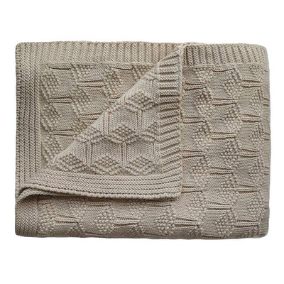 Mushie knitted baby blanket honeycomb beige, , medium