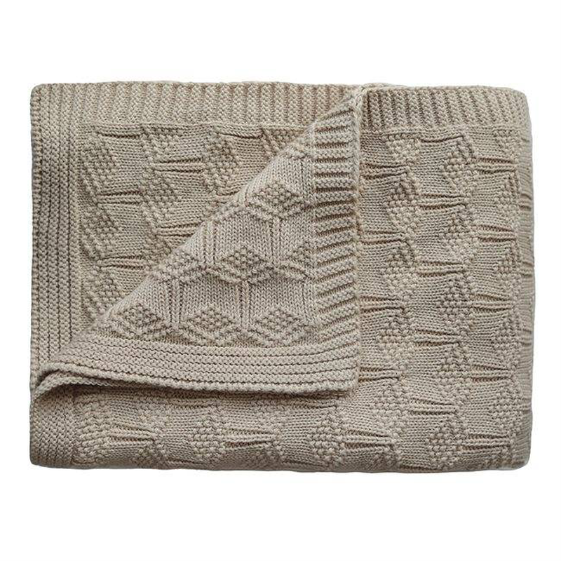 Mushie knitted baby blanket honeycomb beige, , medium-null