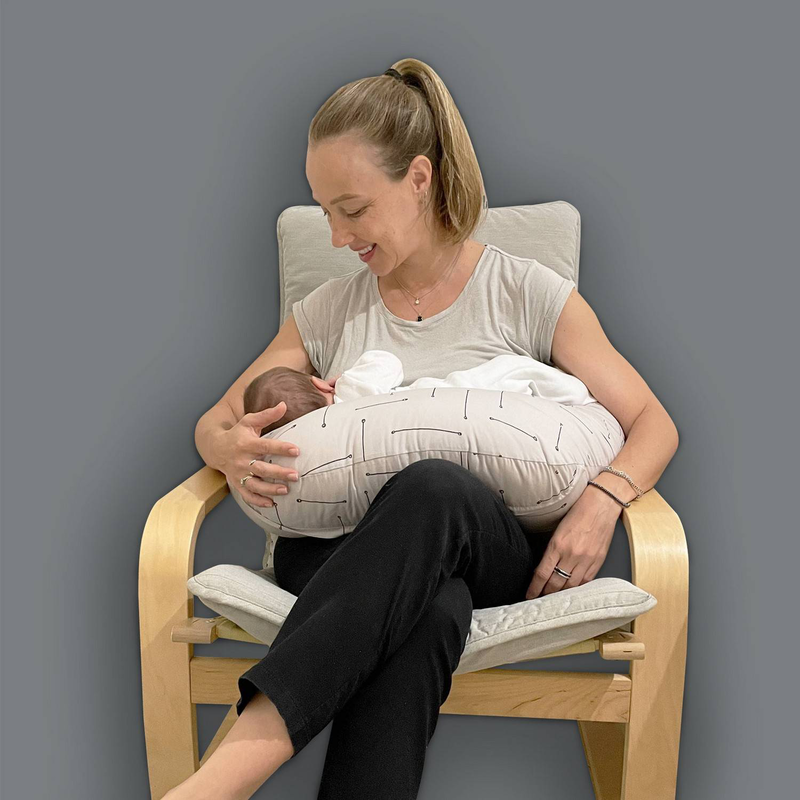 Simply good nursing pillow - grey stripes on beige, , medium-null