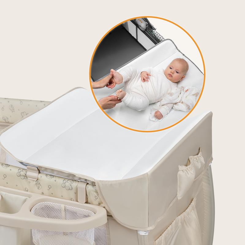 Sven plus beige latte travel cot, , medium-null