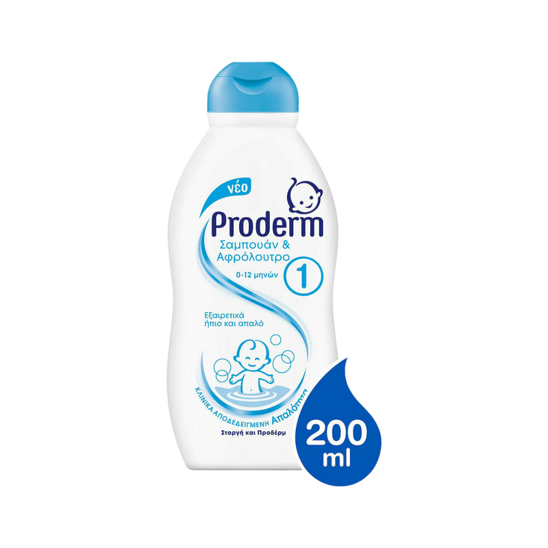 Proderm shampoo & shower 0-12 200ml, , medium-null