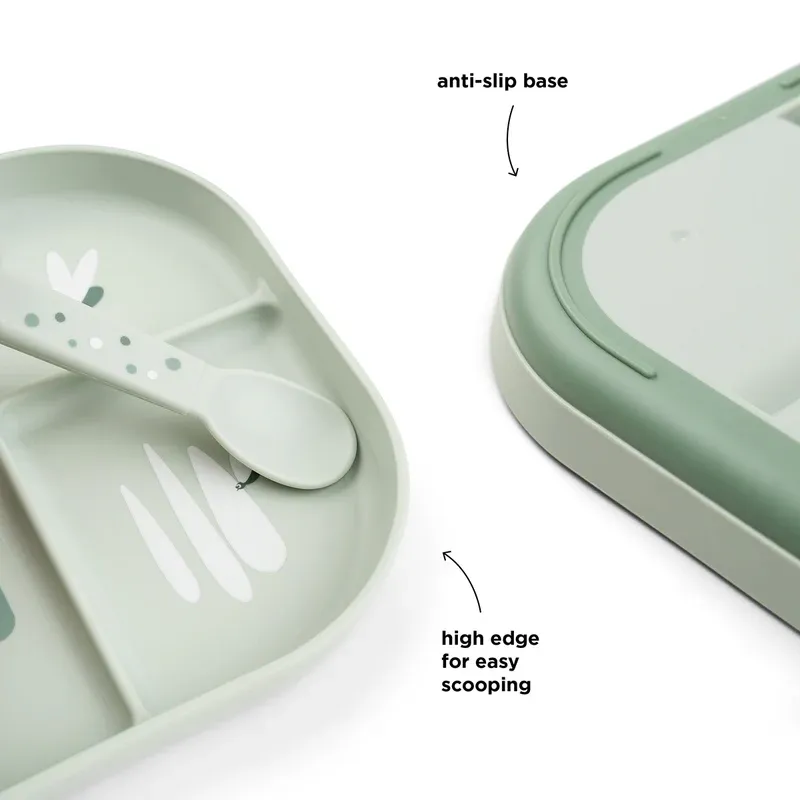 Done by deer foodie compartment plate croco - green, , medium-null