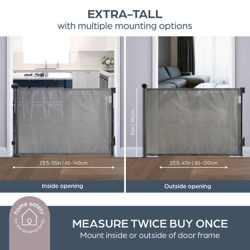 Dreambaby glide n hide retractable gate 90cm / 140cm &ndash; grey, , medium-null