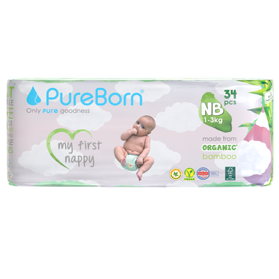 Pureborn nappies size nb, Cloud Print, medium