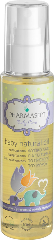Pharmasept | baby natural oil | &phi;&upsilon;&sigma;&iota;&kappa;ό &lambda;ά&delta;&iota; &gamma;&iota;&alpha; &tau;&omicron; &sigma;ώ&mu;&alpha; & &pi;&rho;ό&sigma;&omega;&pi;&omicron; &tau;&omicron;&upsilon; &mu;&omega;&rho;&omicron;ύ | 100ml, , medium-null