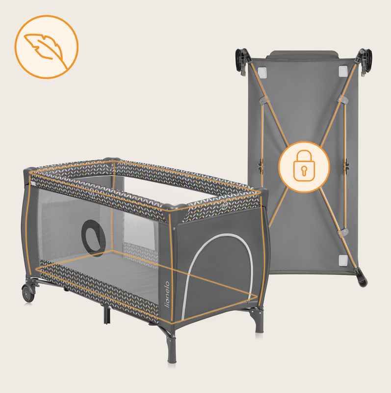 Sven plus grey scandi travel cot, , medium-null