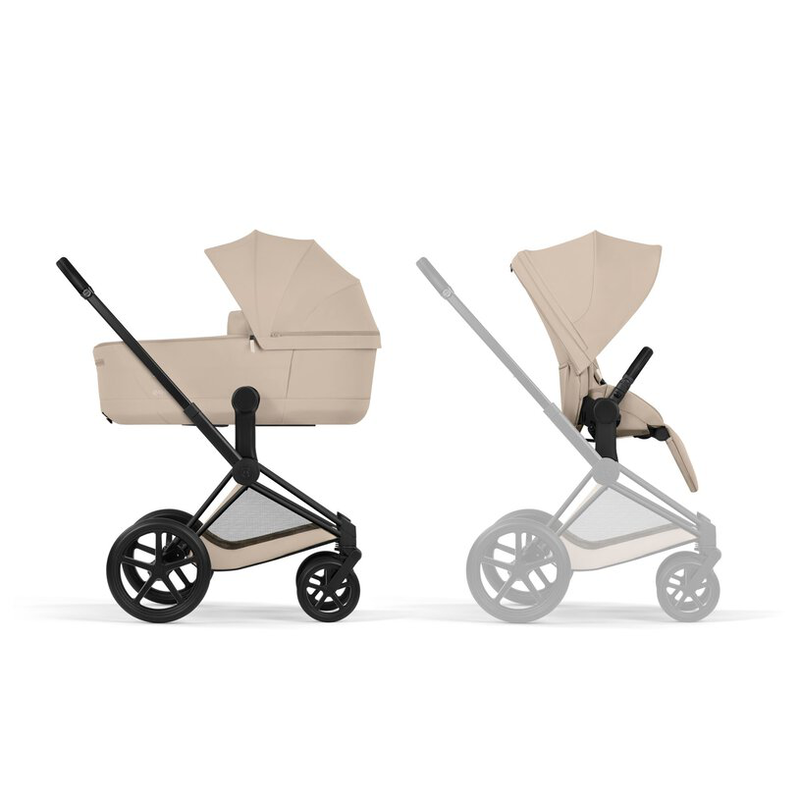 Cybex priam5 comfort + fold carrycot - matt black_cozy beige, , medium-null