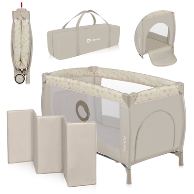 Sven plus beige latte travel cot, , medium