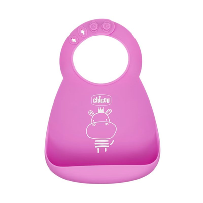 Chicco silicone bib with cruble catcher - pink f03-10219-10, , medium