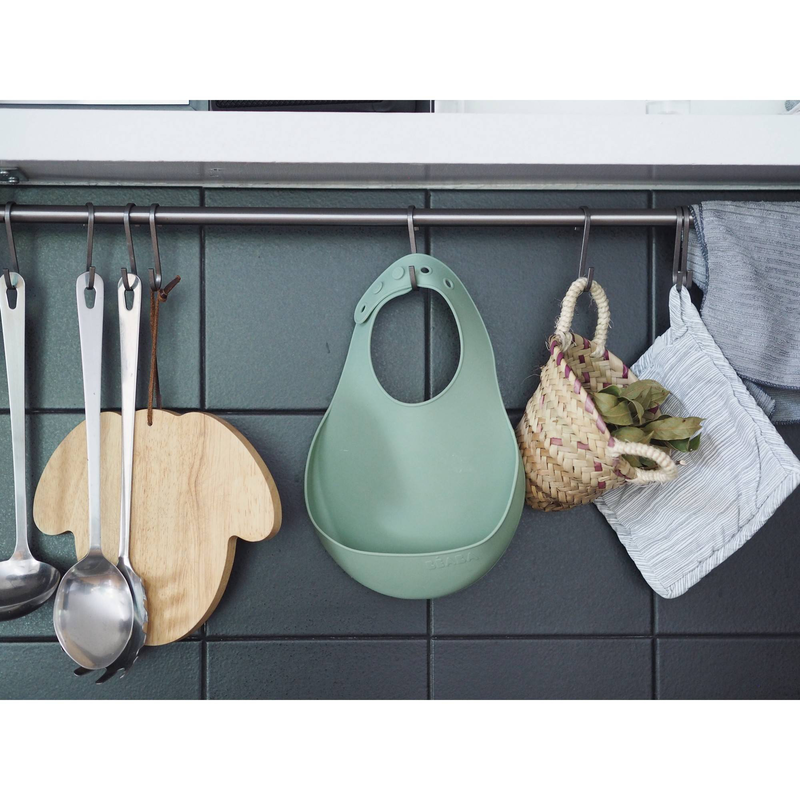 Beaba silicone bib - sage green, , medium-null
