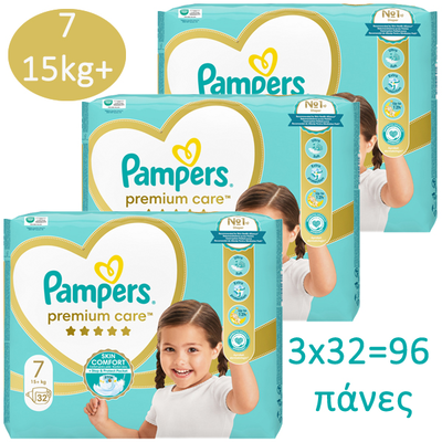 Pampers premium care &pi;ά&nu;&epsilon;&sigmaf; no7 15+kg 3x32 &tau;&mu;&chi;, , medium