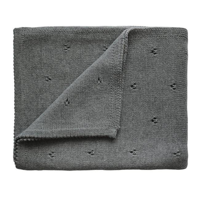 Mushie knitted baby blanket pointelle gray melagne, , medium