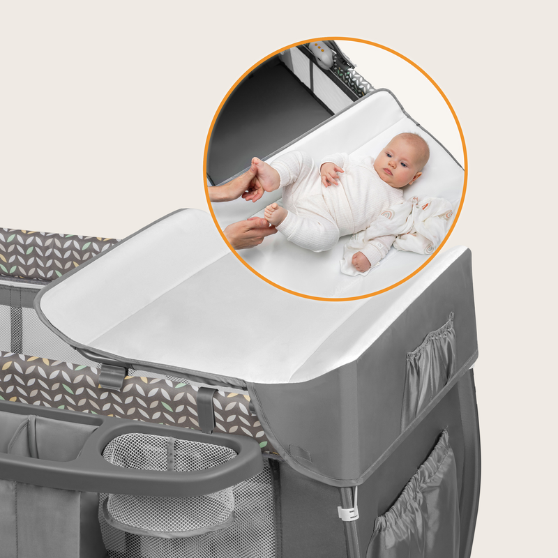 Sven plus grey scandi travel cot, , medium-null