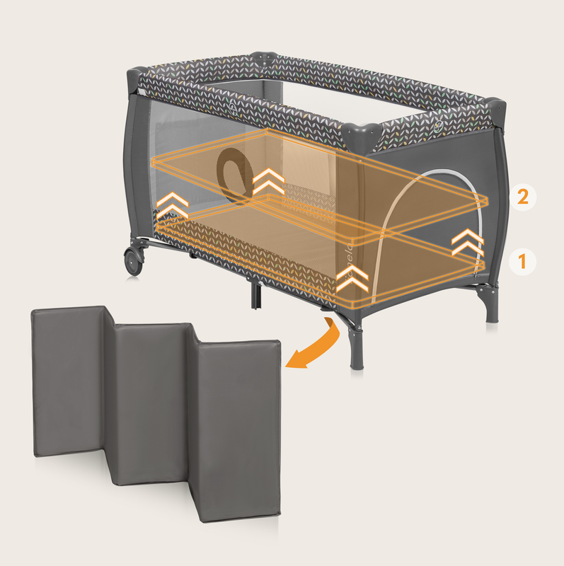 Sven plus grey scandi travel cot, , medium-null