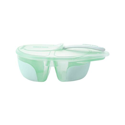 Kikka boo two compartment bowl with spoon tasty mint, , medium