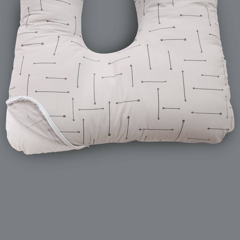 Simply good premium pregnancy pillow - grey stripe on beige, , medium-null