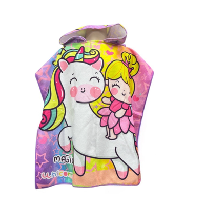 Microfiber printed towel poncho #p2403, Multicolour, medium