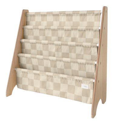 3 sprouts book rack - checkerboard beige, , medium