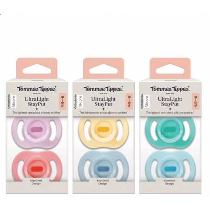 Tommee tippee ultralight stayput orthodontic silicone soother, 0-6 m varius colous, 2pieces, , medium-null