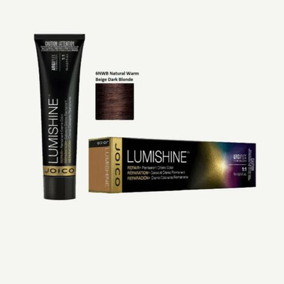 Joico lumishine permanent creme color 6nwb(6.07)natural warm beige dark blonde, , medium