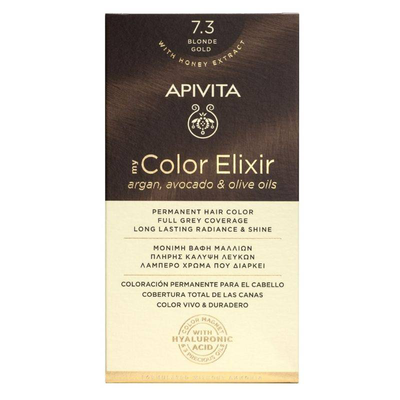 Apivita my color elixir permanent hair color kit blonde gold no 7.3, , medium