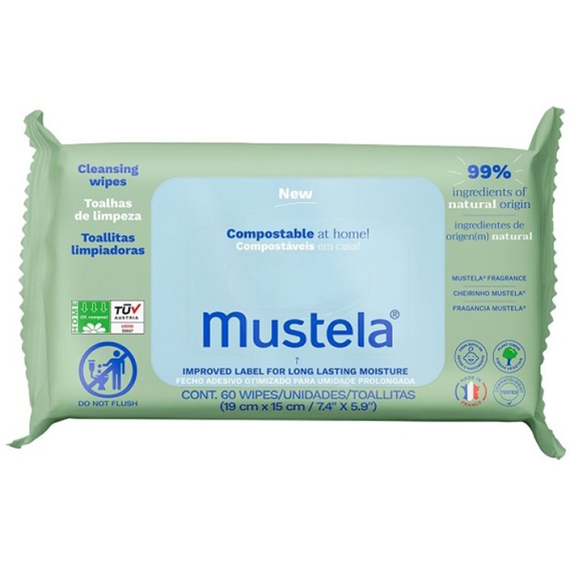 Mustela compostable cleansing wipes &kappa;&omicron;&mu;&pi;&omicron;&sigma;&tau;&omicron;&pi;&omicron;&iota;ή&sigma;&iota;&mu;&alpha; &mu;&omega;&rho;&omicron;&mu;ά&nu;&tau;&eta;&lambda;&alpha; 60 &tau;&mu;&chi;, , medium-null